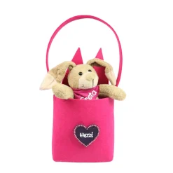 Discount Filztasche mit Hasenohren und Hase personalisiert -  Geschenk zu Ostern mit Name - Filztasche in Filzherz Osterkörbchen