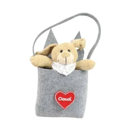 Discount Filztasche mit Hasenohren und Hase personalisiert -  Geschenk zu Ostern mit Name - Filztasche in Filzherz Osterkörbchen