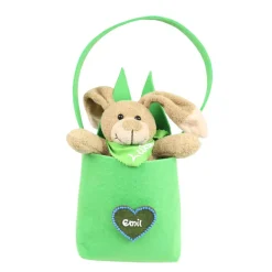 Discount Filztasche mit Hasenohren und Hase personalisiert -  Geschenk zu Ostern mit Name - Filztasche in Filzherz Osterkörbchen