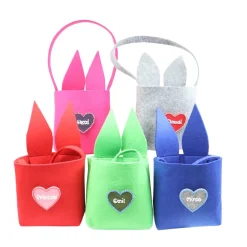 Best Filztasche mit Hasenohren und Hase personalisiert - Geschenk zu Ostern mit Name für Kinder - Filztasche in Filzherz Osterkörbchen