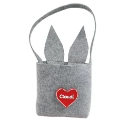 Best Filztasche mit Hasenohren und Hase personalisiert - Geschenk zu Ostern mit Name für Kinder - Filztasche in Filzherz Osterkörbchen