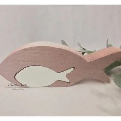 Dekoration|CreativAnita Fisch Holz 2-tlg Set, Holzfische Ichthys - Used-look - Braun