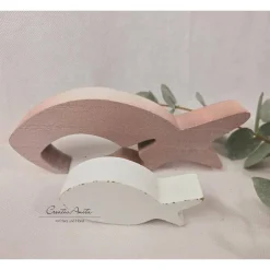 Dekoration|CreativAnita Fisch Holz 2-tlg Set, Holzfische Ichthys - Used-look - Braun