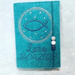 Clearance Fisch im Kreis Gotteslobhülle Gebetbuch Hülle Geschenk Kommunion Firmung Geschenkidee Gott Kirche religiös personalisier Gotteslobhülle
