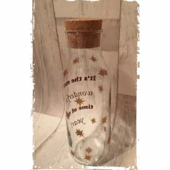 Best Flasche mit Korken - beleuchtet - Aufschrift "It's the most wonderful time of the year"! verziert mit Sterne Weihnachtsdeko