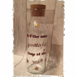 Best Flasche mit Korken - beleuchtet - Aufschrift "It's the most wonderful time of the year"! verziert mit Sterne Weihnachtsdeko