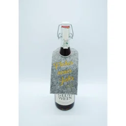 New Flaschenanhänger Filz Geschenk Weihnachten Sylvester edel Deko "Frohes Neues Jahr" Geschenkidee Geburtstag Feier Geschenkeanhänger