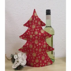 Flaschenhülle Tannenbaum in rot mit verschiedenen Druckmotiven Geschenkverpackungen