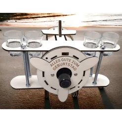 New Flaschenkäfig Flugzeug – Originelles Männergeschenk personalisierbar, Schnapsflieger für 0,7l Flaschen Gastgeschenke