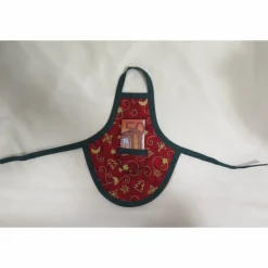 Geschenkverpackungen|Helga's kleine Nähstube Flaschenschürze goldene Motive auf Rot