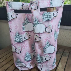 Hot Flaschentasche 38x10x8 cm – Geschenktasche Flaschenbeutel mit Pinguin Motiv Geschenkverpackungen