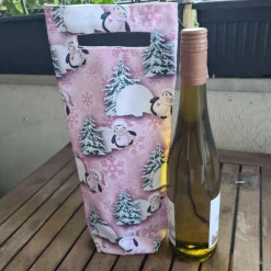 Hot Flaschentasche 38x10x8 cm – Geschenktasche Flaschenbeutel mit Pinguin Motiv Geschenkverpackungen