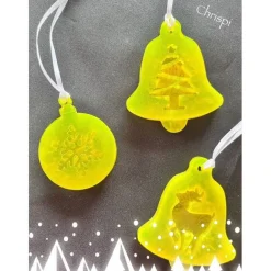 Online Fünf Anhänger für Weihnachten aus Resin Gießharz GELB Weihnachtsdeko