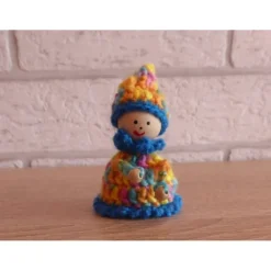Clearance fünf gehäkelte Wichtel - bunt-blau (7,5 cm x 5,5 cm) Weihnachtsdeko