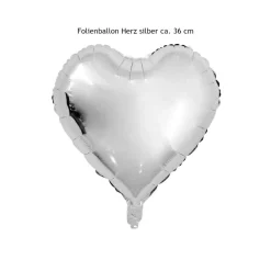 Online Folienballon Herz silberfarben 36 cm Hochzeitsdeko