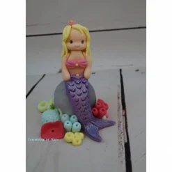 Best Fondant , Tortendeko , Taufe , Geburtstag ,Geburt Tortentopper Mermaid Meerjungfrau Nixe Tortendekoration