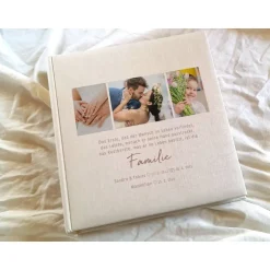 Outlet Fotoalbum echtes Leinen personalisierbar Familie Fotos Geschenkverpackungen
