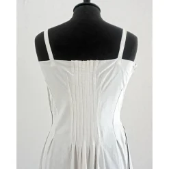 Best FRAUEN KLEID mit FALTEN Unikat lang weiß mit schwarzem Siebdruck Hochzeitskleider