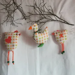 Frühlings - Osterdekoration, 3 - teiliges Set, Stoffhühner, Frühlings - Osterdekoration Osterdeko