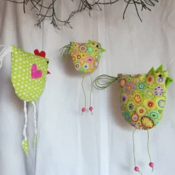 New Frühlings - Osterdekoration, 3 - teiliges Set, Stoffhühner und Gans, Frühlings - Osterdekoration zum Anhängen Osterdeko