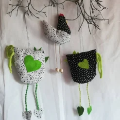 New Frühlings - Osterdekoration, 3 - teiliges Set, Stoffhühner und Gans, Frühlings - Osterdekoration zum Anhängen Osterdeko