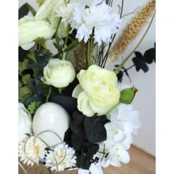Best Frühlingsdeko Tischgesteck Osterdeko weiß silberfarbig edel Osterdeko
