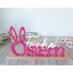 Outlet Frohe Ostern 3D Druck Schriftzug auf einer Holzleiste / Deko / Geschenk Ostertischdeko