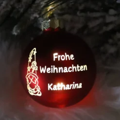 Clearance Frohe Weihnachten Wichtel + Name - Personalisierte Weihnachtskugel mit Lasergravur Baumschmuck Personalisierbar