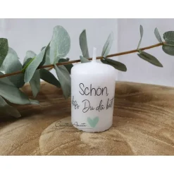 Best Gastgeschenk Kerze "Herz-Mint", 5 Stück - GiveAway - Hochzeit - Taufe - Kommunion Gastgeschenke