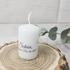 Discount Gastgeschenk Kerze -Schön, dass Du da bist- 5 Stück, GiveAway - Hochzeit - Taufe - Kommunion Gastgeschenke