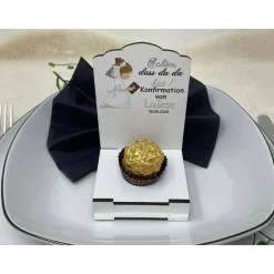 Discount Gastgeschenk Kommunion personalisiert Halter Holz für Schokokugel, Gastgeschenk Taufe, Gastgeschenke Konfirmation, Gastgeschenke