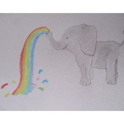 Best Geburtsbild Elefant mit Regenbogen personalisiert mit Namen Geschenke