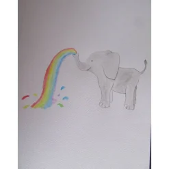 Best Geburtsbild Elefant mit Regenbogen personalisiert mit Namen Geschenke