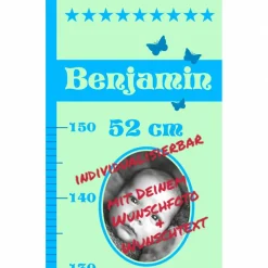 Geschenke|meinBordürenladen Geburtsdaten Messlatte: Reh - mint blau