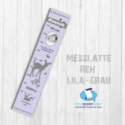 New Geburtsdaten Messlatte: Reh - lila grau Geschenke