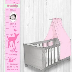 Geschenke|meinBordürenladen Geburtsdaten Messlatte: Reh - rosa mint