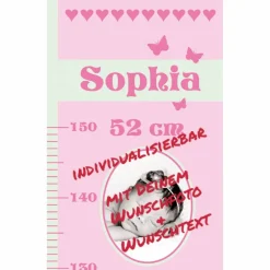 Geschenke|meinBordürenladen Geburtsdaten Messlatte: Reh - rosa mint