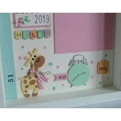 Geschenke|IdeenOase Geburtsrahmen/Geschenk zur Geburt/Taufe, Bilderrahmen für ein Mädchen, personalisiert mit den Geburtsdaten