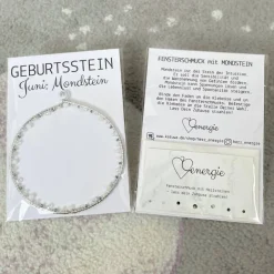 Clearance Geburtsstein Juni - Fensterdeko mit Heilstein Mondstein - Karte zum Geburtstag oder zur Geburt Geschenke