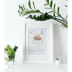 Outlet Geburtstafel Bär | Geburtsdaten Poster Babybett | Geburtsposter Babywiege | Geburtsanzeige | Geburtsbild | personalisier Dekoration