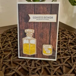 Best Geburtstagskarte - Geniess deinen Geburtstag - Whiskeyflasche - Whiskeyglas Glückwunschkarten