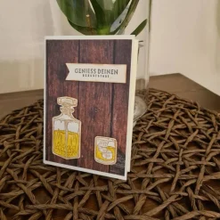 Best Geburtstagskarte - Geniess deinen Geburtstag - Whiskeyflasche - Whiskeyglas Glückwunschkarten