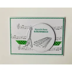 Clearance Geburtstagskarte 3D Handarbeit Musiker Klavier Gitarre Stampin’Up Glückwunschkarten