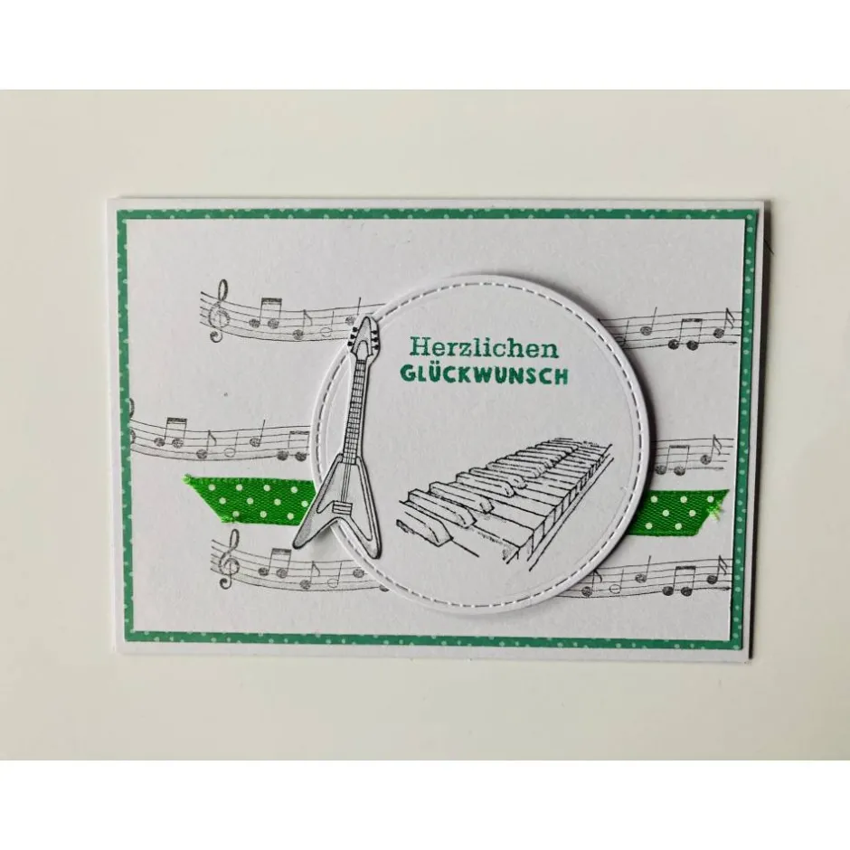 Clearance Geburtstagskarte 3D Handarbeit Musiker Klavier Gitarre Stampin’Up Glückwunschkarten