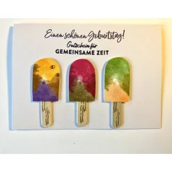 Outlet Geburtstagskarte, Gutscheinkarte, Glückwunschkarte, Grußkarte, Gemeinsame Zeit, Freundschaft, Eis essen gehen Glückwunschkarten