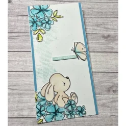 Best Geburtstagskarte im Aquarell - Look „Happy Birthday“ Grußkarte Karte Mädchen Kinder Geburtstag Blumen Bär blau Handmade Glückwunschkarten