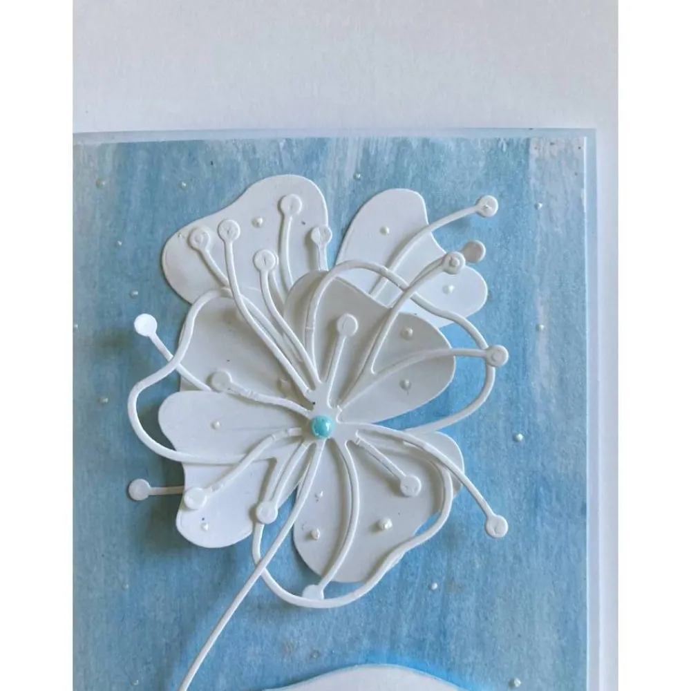 Clearance Geburtstagskarte mit Blumen Blau und hellblauen Perlen Handarbeit Glückwunschkarten
