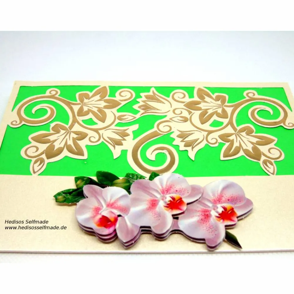 Clearance Geburtstagskarte #Orchidee und #Ranken #3-D #Handarbeit Glückwunschkarten