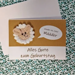 Clearance Geburtstagskarte Schaf - Wieder ein Jahr määähr - gehäkelt mit Wunschtext Glückwunschkarten