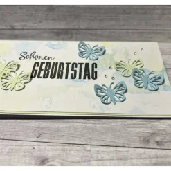 Outlet Geburtstagskarte Schmetterlinge Grußkarte Glückwunschkarte blau-grün Handmade Stampin‘ Up! Glückwunschkarten
